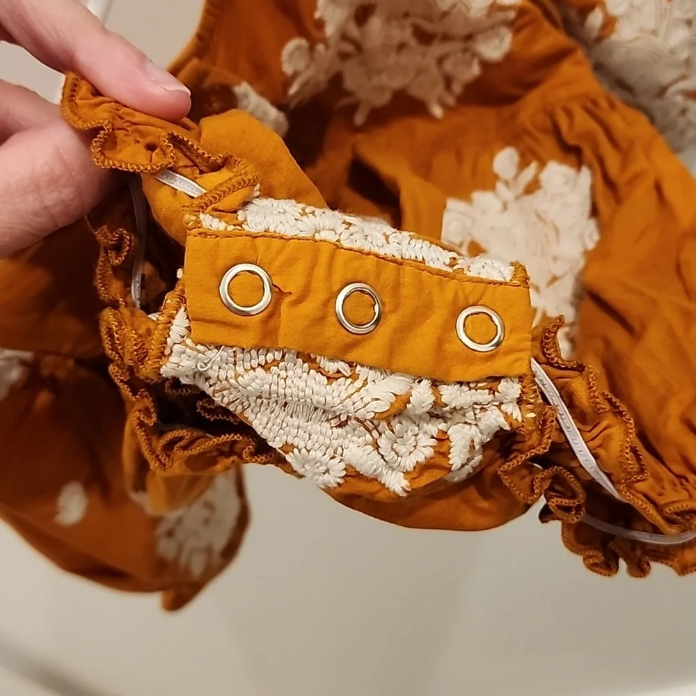 Embroidered Rust Kids One Piece - Picture 4 of 5